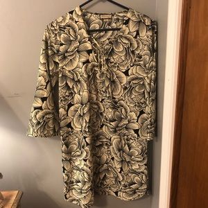 Rose Print Midi Dress